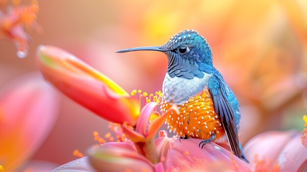 El colibrí de colores vívidos en la naturaleza