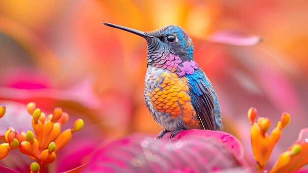 El colibrí de colores vívidos en la naturaleza