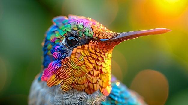 Foto gratuita colibrí de colores vivos en el entorno natural