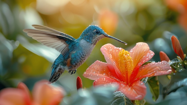 Foto gratuita colibrí fotorrealista al aire libre en la naturaleza