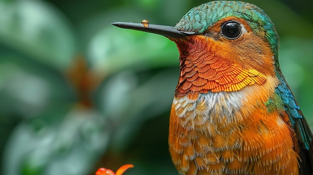 Colibrí fotorrealista al aire libre en la naturaleza