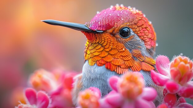 Colibrí fotorrealista al aire libre en la naturaleza