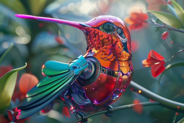 Foto gratuita el colibrí robot futurista