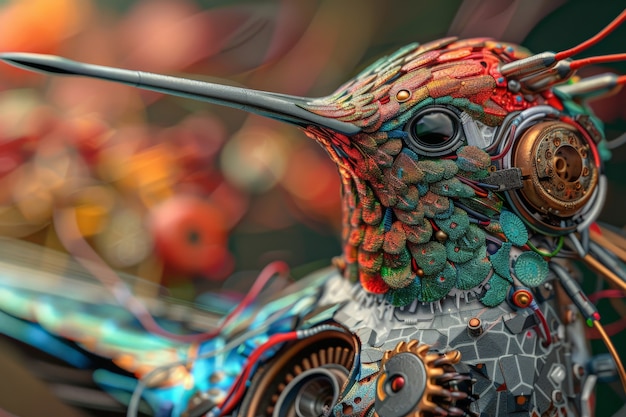 Foto gratuita el colibrí robot futurista