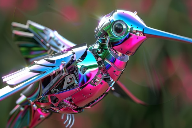 Foto gratuita el colibrí robot futurista