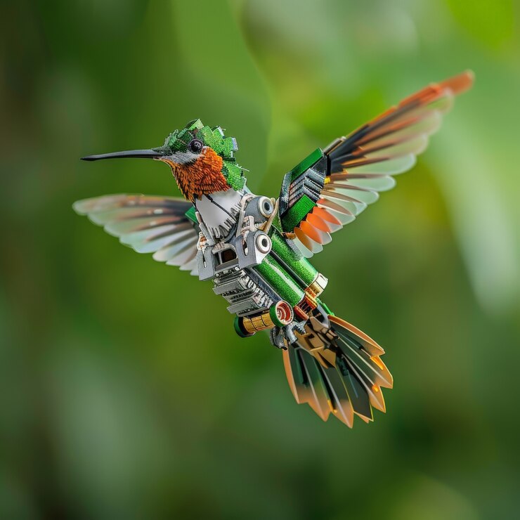 Foto gratuito el colibrí robótico futurista