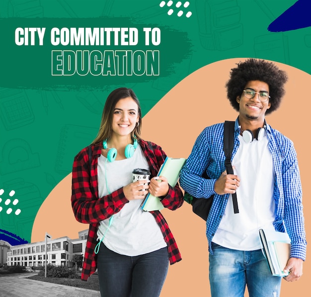 Collage de ciudad comprometida con la educación