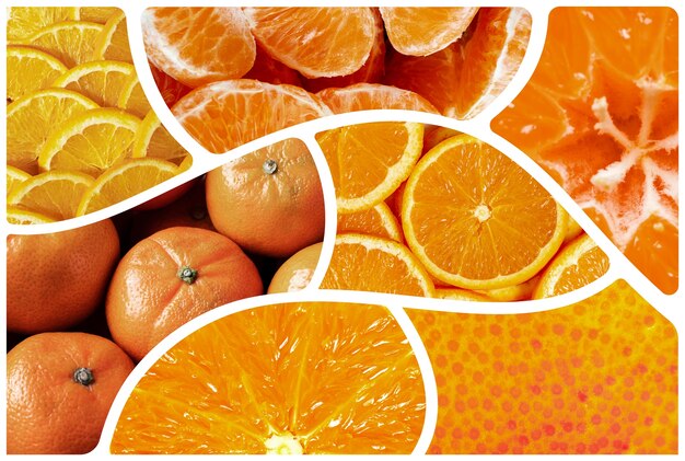 Collage colorido de textura de frutas de cerca