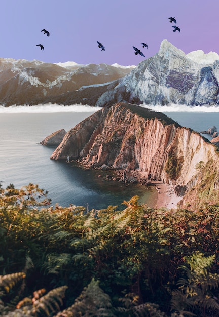 Collage de composición de paisajes.