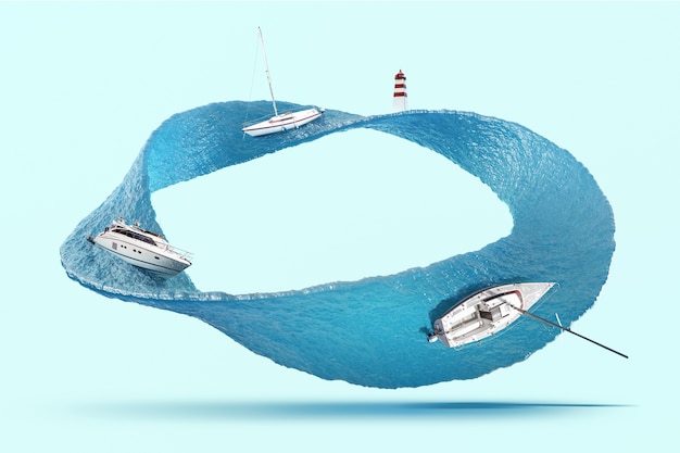 Collage de concepto de barcos de bucle