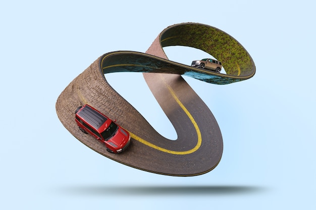 Collage de concepto de coches de bucle