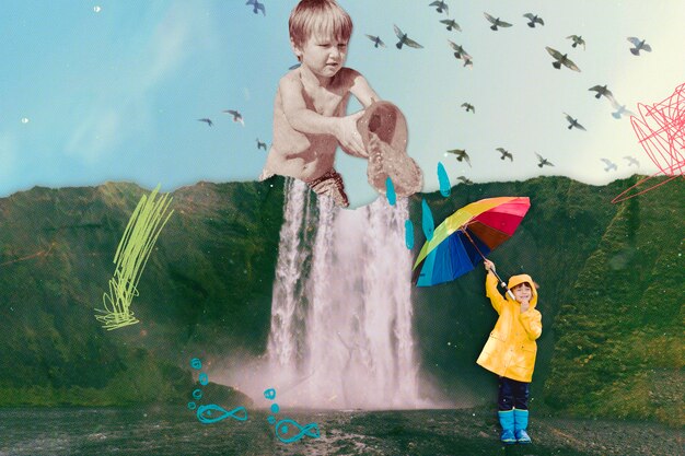 Collage de concepto de infancia
