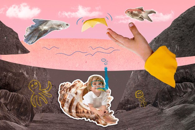 Collage de concepto de infancia