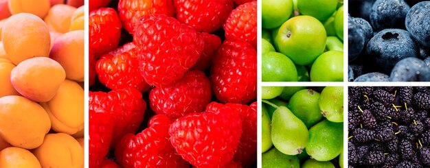 Collage de texturas de frutas deliciosas