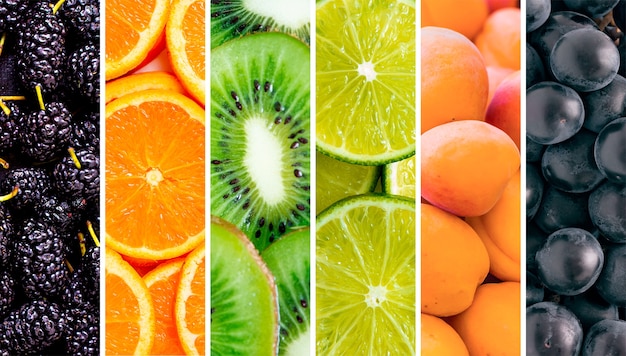 Foto gratuita collage de texturas de surtido de frutas deliciosas