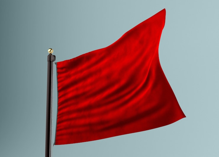 Foto gratuito collaje de bandera roja en una imagen en blanco