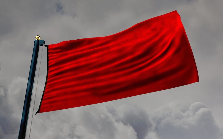 Foto gratuito collaje de bandera roja en una imagen en blanco