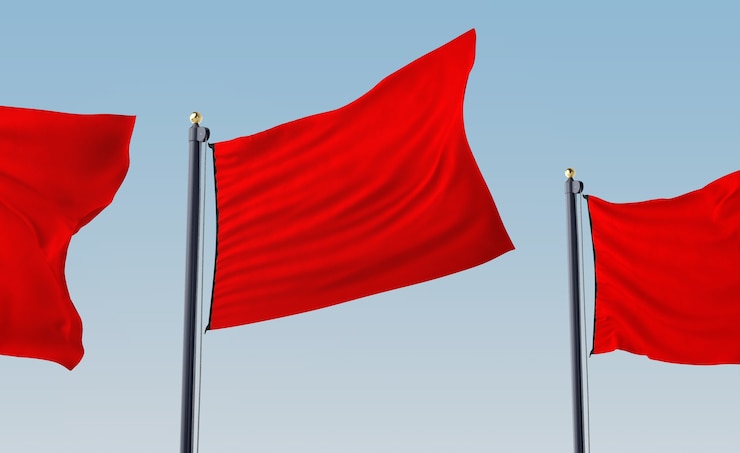Foto gratuito collaje de bandera roja en una imagen en blanco