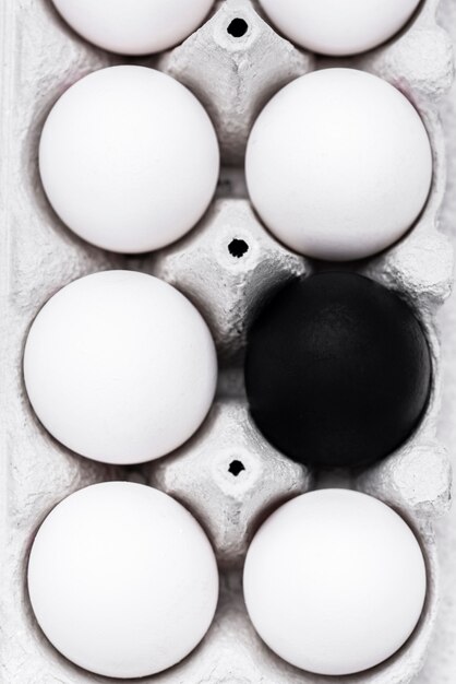 Colocación plana de huevos de diferentes colores para el movimiento de la materia de vidas negras