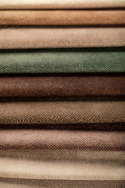 Color marrón y verde confección de tejidos de cuero en catálogo