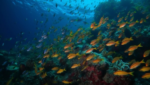 Colores vibrantes de la vida marina en el arrecife del Caribe generados por IA