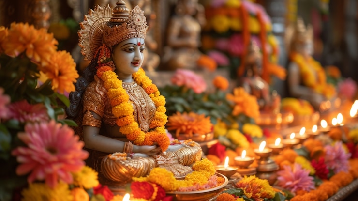 Foto gratuito los colores vívidos de la celebración del festival de navratri