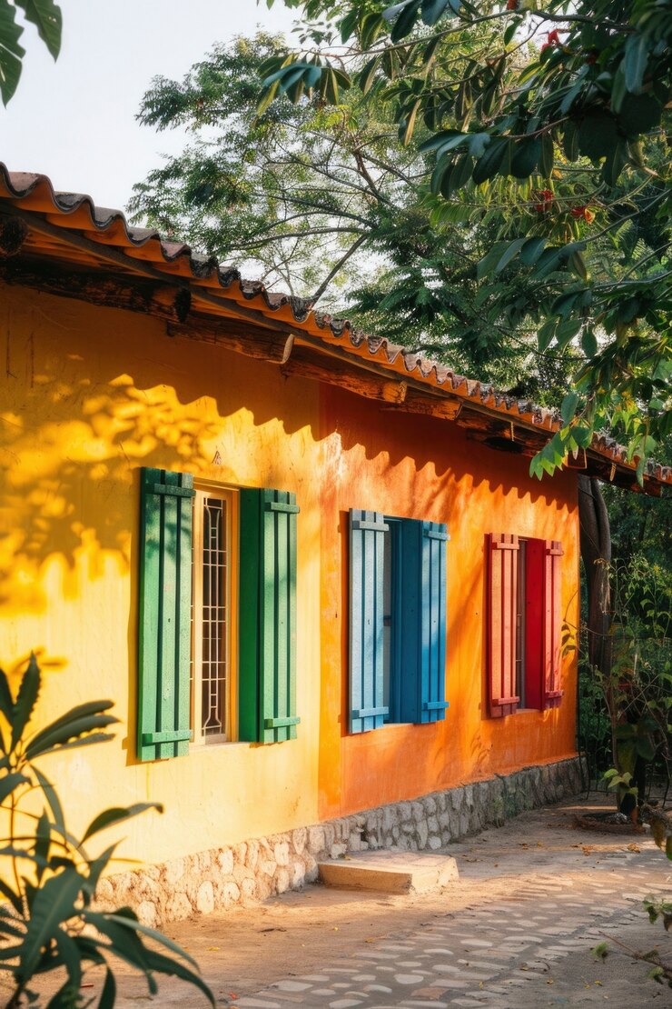 Foto gratuito colorida casa tradicional mexicana