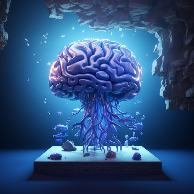 Foto gratuita colorida representación fantástica del cerebro.