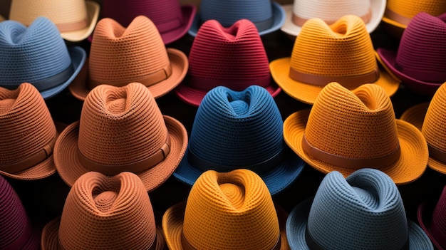 Foto gratuita una colorida variedad de sombreros elegantes que crean un vibrante mosaico de moda