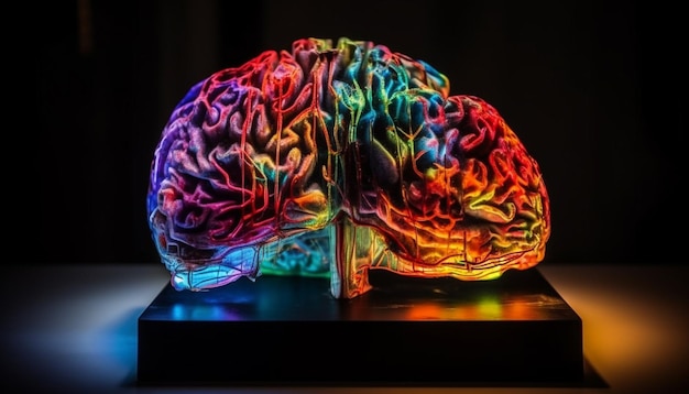 Foto gratuita el colorido cerebro digital ilumina la nueva comprensión médica generada por la ia