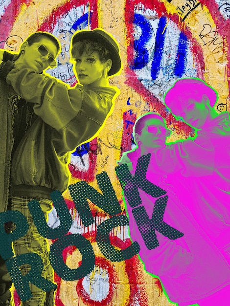 Foto gratuita colorido collage de punk rock