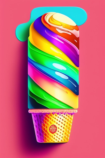 Foto gratuita un colorido cono de helado con la palabra helado.