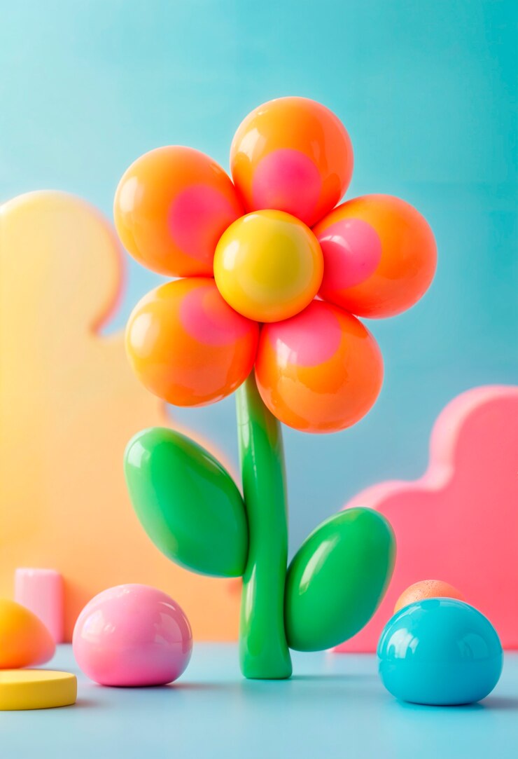 Foto gratuito colorido fondo de flores pastel inflables en 3d