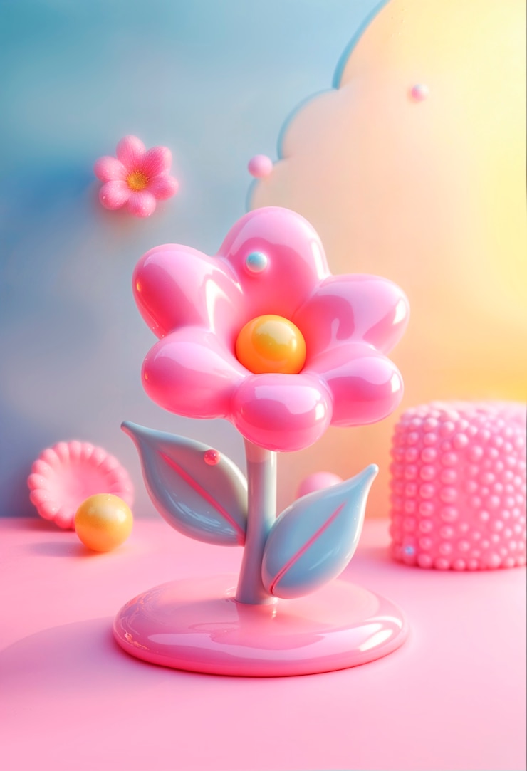 Foto gratuito colorido fondo de flores pastel inflables en 3d