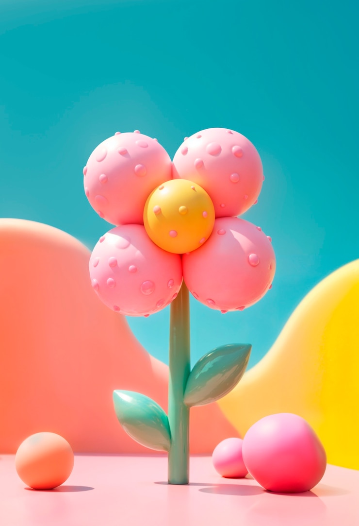 Foto gratuito colorido fondo de flores pastel inflables en 3d