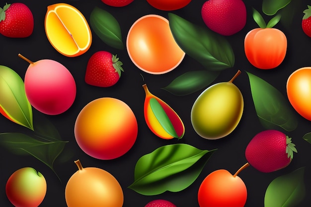 Foto gratuita un colorido fondo de frutas con muchas frutas.