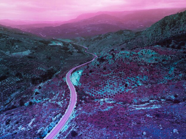 Colorido paisaje retro vaporwave