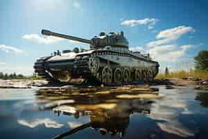 Foto gratuita combate militar durante la guerra con tanques