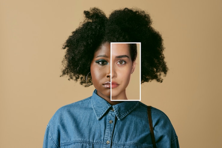 Foto gratuito combinación de concepto de rasgos faciales.