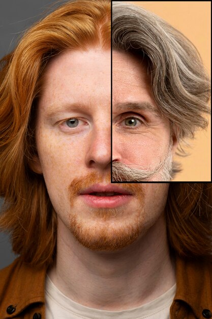 Combinación de concepto de rasgos faciales.