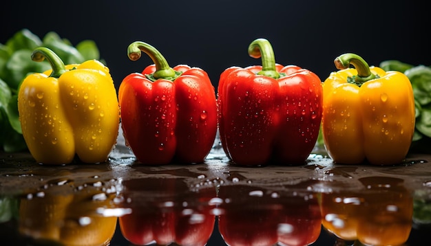 Foto gratuita comer verduras orgánicas frescas y vibrantes en una mesa de madera generada por inteligencia artificial