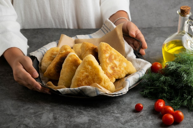 Foto gratuita comida alta en proteínas de pastelería cerrar detalle