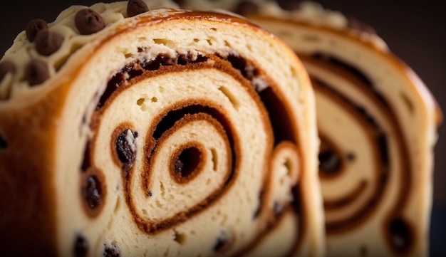 Foto gratuita comida dulce horneada con chispas de chocolate y crema generada por ia