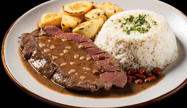 Comida gourmet a la parrilla de cerdo y ternera IA generativa