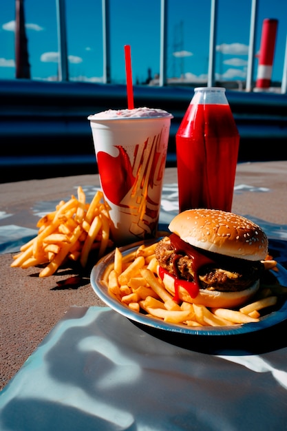 Comida de hamburguesa fotorrealista