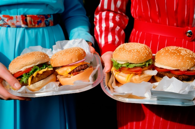 Foto gratuita comida de hamburguesa fotorrealista