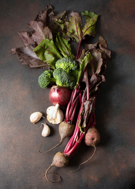 Comida de invierno de verduras saludables de alta vista