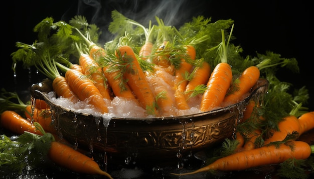 Foto gratuita comida vegetariana fresca y saludable zanahoria tomate cebolla brócoli perejil generado por inteligencia artificial