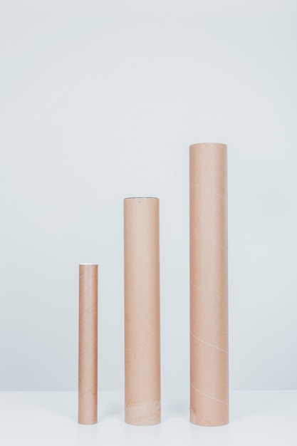 Comparación de tamaño de tubos de cartón