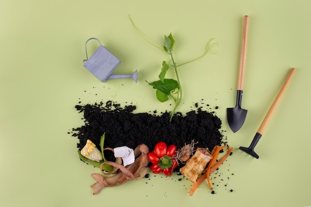 Composición del abono a base de alimentos podridos